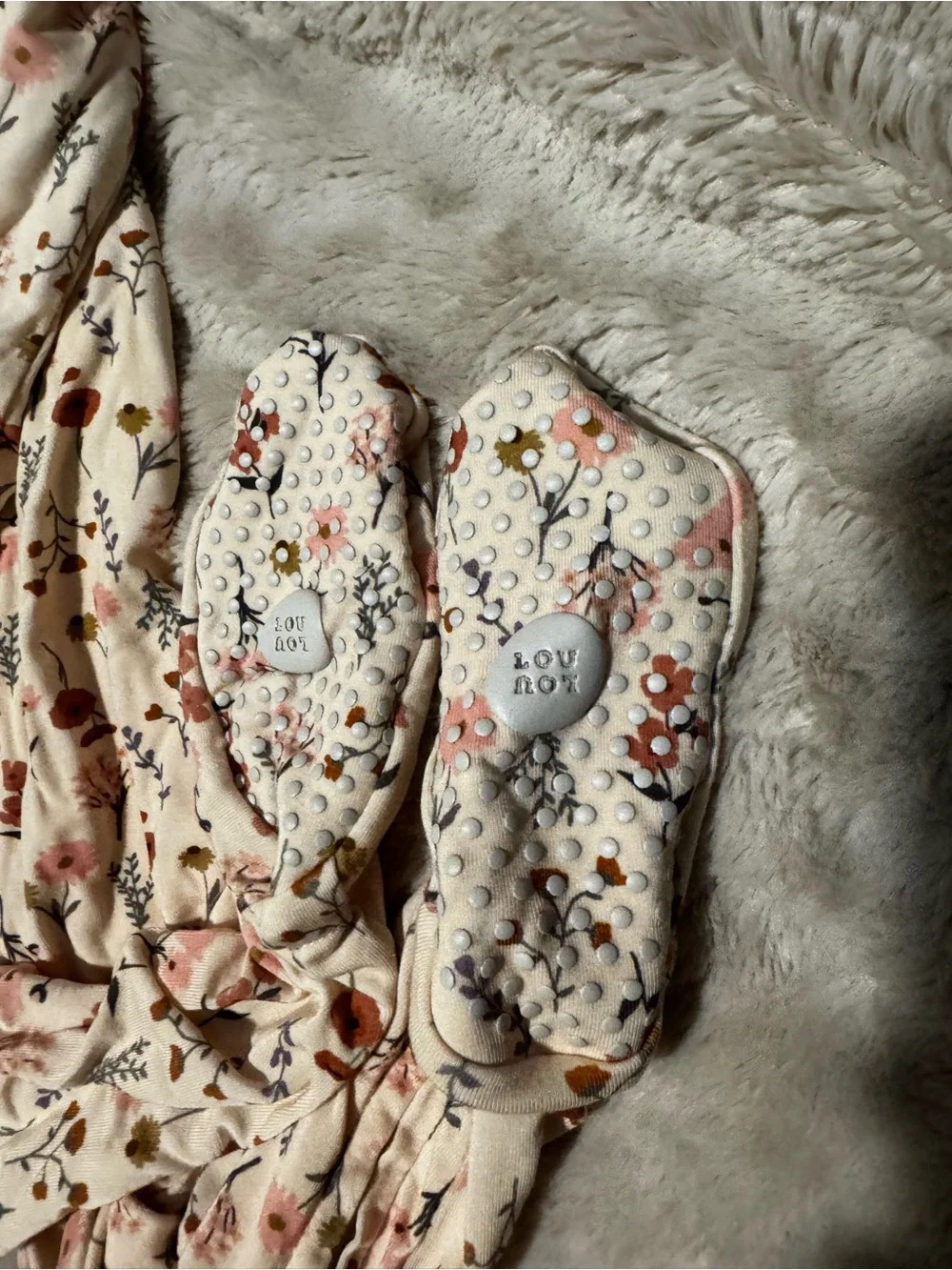 Lou Lou & Company Cream Floral Footed Pajamas